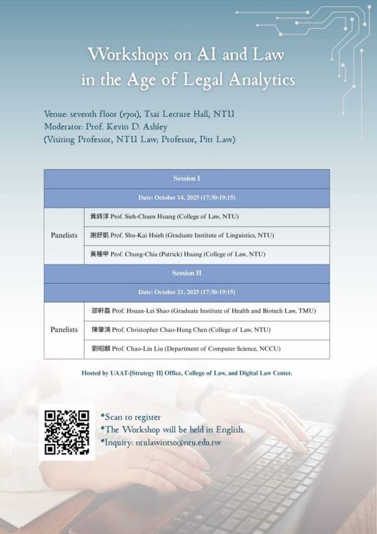 Workshops on AI and Law in the Age of Legal Analytics